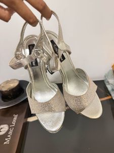 Sparkly Silver Silky Line Heels