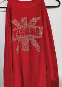 Off Shoulder Sweater With Stones Party Wear Trendy Piece