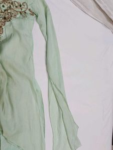 Mint Green Embroidered Stylist Dress/orange