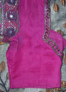 Pink Embellished Saree Blouse