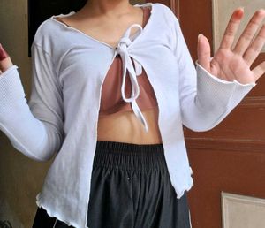 Ribbed Knot Up Full Sleeve Top Women