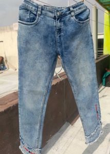 Distressed Hem Denim Jeans