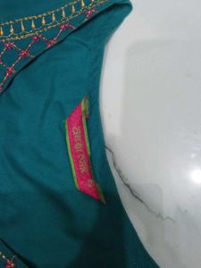 Teal Embroidered Kurti