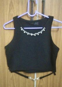 New Fancy Party Wear Black Crop Top