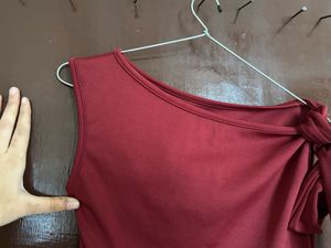 y2k cherry red off shoulder top