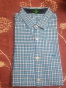 Blue Checkered Button-Down Shirt