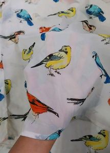 White Top With Bird Print.