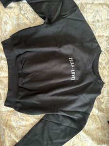 Black 'Self-Love' Cropped Sweatshirt