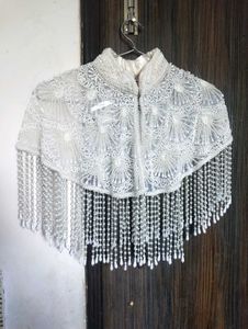 Pearl Embellished Poncho Cape