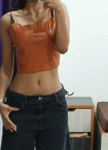 Y2k Leather Pinteresty Crop Top