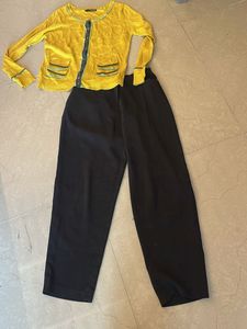 Yellow Top &amp; Black Pants Set