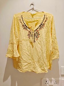Yellow Embroidered Top