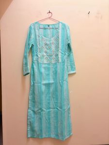 Striped Embroidered Kurta