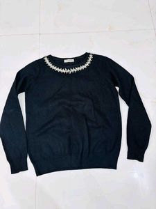 Elegant Black Embellished Sweater