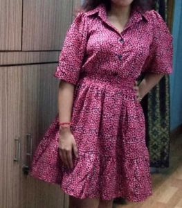 Pretty Pink Leopard Print Collared Mini Dress