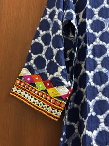 Indigo Kurta With Mirror Work