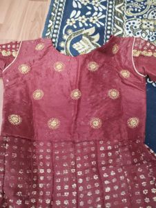 Burgundy &amp; Gold Embellished Gown