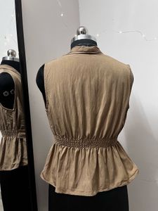 Beige Tie-up Top / Shrug