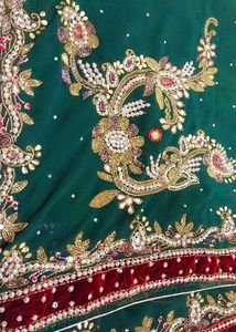 Bridal Emerald Green Embroidered Saree With Blouse