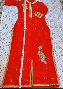 Red Embellished Kurta