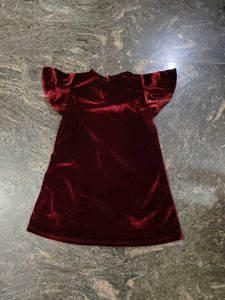 Girls Red Velvet Dress