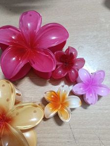 6 Flower Hair Claw Clips SET