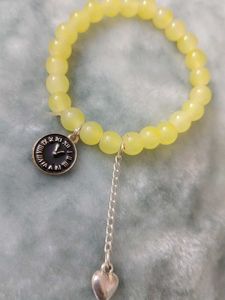 Yellow Beaded Charm Bracelet