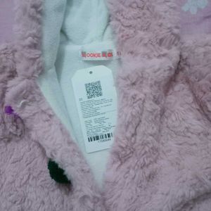 Pink Fuzzy Bear Hooded Coat