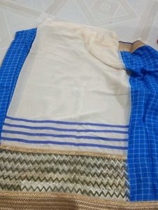 Blue Checked Saree