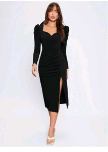 Chic Black Midi Bodycon Dress