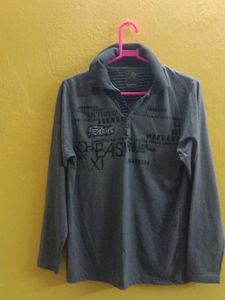 Gray Long Sleeve Polo Shirt
