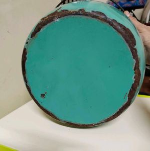 Vintage Teal Enamel Kettle Pot - Rustic Decor