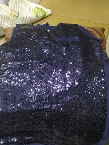 Sequined Navy Tank Top