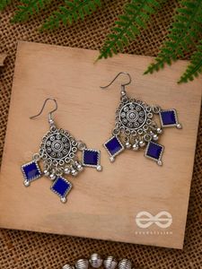 Blue Square Dangle Earrings