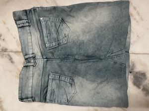 Denim Blue Mini Pencil Skirt