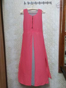 Coral Sleeveless Front Cut Out Dress