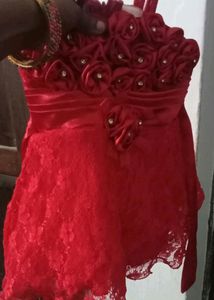 Red Beautiful Frock With Hair Band
