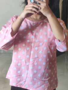pink polka dot top for girls