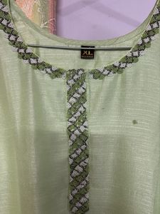 Elegant Green Kurta With Lace Duptta