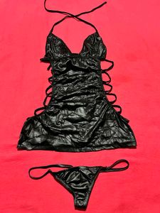 Halter Neck Lace-Up  (Top +Thong