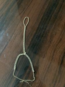 Golden Hathfull Ring Cum Bracelet