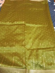 Olive green kanjeevaram saree