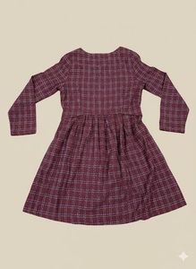 Burgundy Plaid Midi Dress