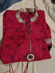 Red &amp; Black Tiered Cotton Dress