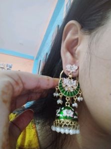 Green Color Jhumka Earring