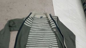 Striped Knit sweater for men with front zip