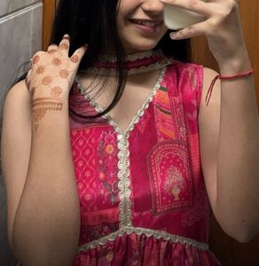 Pink Printed Kurta Plazo Set