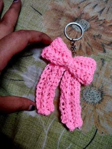 Cute handmade bow corchet keychains