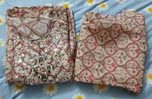 Floral Print Cotton Blend Kurit Pant Set
