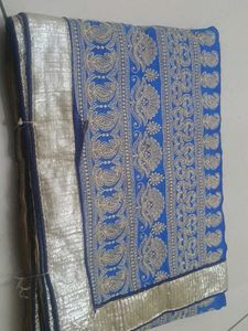 Blue & Gold Embroidered Saree